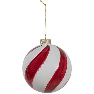 Clayre Eef kerstbal rood wit glas Ø 6 cm kerstboom decoratie