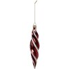 Clayre & Eef kerstbal 4x17 cm rood wit glazen gedraaide vorm