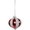 Clayre Eef Kerstbal Ø 8x8 cm Rood Wit Glas Klassiek Design
