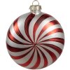 Clayre Eef Kerstbal Glas Rood Wit 8x3x8 cm Klassieke Kerstdecoratie
