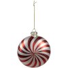 Clayre Eef Kerstbal Glas Rood Wit 8x3x8 cm Klassieke Kerstdecoratie