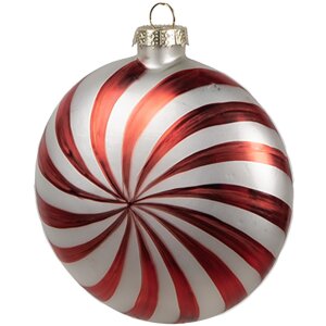 Clayre Eef kerstbal 10x4x10 cm rood wit glas feestelijk elegant