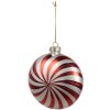 Clayre Eef kerstbal 10x4x10 cm rood wit glas feestelijk elegant