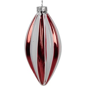 Clayre Eef 6GL4638 kerstbal Ø 6x13 cm rood wit glazen kerstboom decoratie