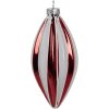 Clayre Eef 6GL4638 kerstbal Ø 6x13 cm rood wit glazen kerstboom decoratie