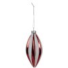 Clayre Eef 6GL4638 kerstbal Ø 6x13 cm rood wit glazen kerstboom decoratie