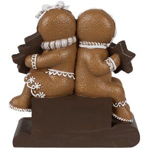 Clayre Eef kerstdecoratie figuur peperkoekman 11x4x13 cm bruin