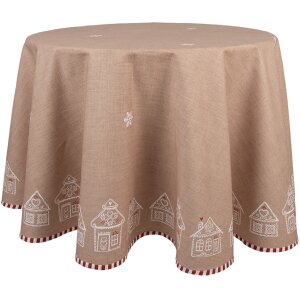 Clayre Eef Tafelkleed Rond 170 cm Bruin Katoen Peperkoek...