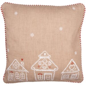 Clayre Eef GBB21 Kussenhoes Peperkoek Huis Bruin Wit...