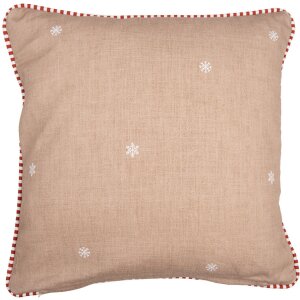 Clayre Eef GBB21 Kussenhoes Peperkoek Huis Bruin Wit 40x40 cm Katoen Landhuis