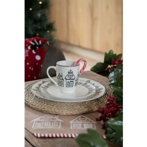 Clayre Eef GBB21 Kussenhoes Peperkoek Huis Bruin Wit 40x40 cm Katoen Landhuis