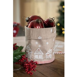 Clayre Eef GBB21 Kussenhoes Peperkoek Huis Bruin Wit 40x40 cm Katoen Landhuis
