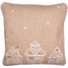 Clayre Eef GBB21 Kussenhoes Peperkoek Huis Bruin Wit 40x40 cm Katoen Landhuis