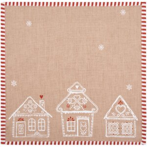 Clayre Eef servetten set van 6 peperkoekhuisjes 40x40 cm katoen landelijke stijl