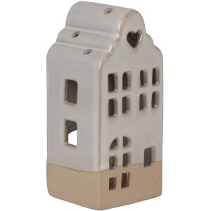 Clayre & Eef Theelichthouder Huis Beige Keramiek...