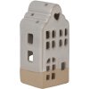 Clayre & Eef Theelichthouder Huis Beige Keramiek 7x6x14 cm Landelijke Stijl