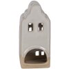 Clayre & Eef Theelichthouder Huis Beige Keramiek 7x6x14 cm Landelijke Stijl