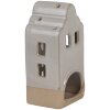 Clayre & Eef Theelichthouder Huis Beige Keramiek 7x6x14 cm Landelijke Stijl