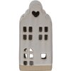 Clayre & Eef 6CE1790 Porseleinen Theelichthouder Huis Beige 9x8x18 cm Landelijke stijl