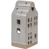 Clayre & Eef 6CE1790 Porseleinen Theelichthouder Huis Beige 9x8x18 cm Landelijke stijl