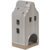 Clayre & Eef 6CE1790 Porseleinen Theelichthouder Huis Beige 9x8x18 cm Landelijke stijl