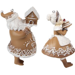 Clayre Eef Kerst tag set van 2 13cm bruine peperkoek man...