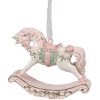 Clayre & Eef 6PR4224 Decoratief Hangend Hobbelpaard Roze 8x2x7 cm Kerstmis