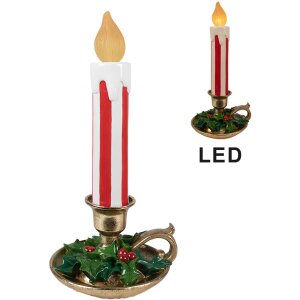 Clayre & Eef 6PR4241 Sierkaars LED Rood Wit 18x17x38 cm Landelijke stijl
