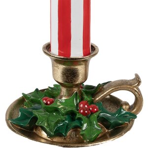 Clayre & Eef 6PR4241 Sierkaars LED Rood Wit 18x17x38 cm Landelijke stijl