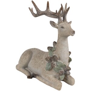 Clayre Eef decoratief figuur hert bruin 31x16x29 cm polyresin landelijke stijl