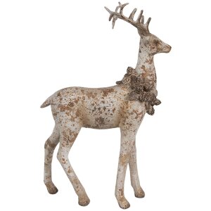 Clayre Eef Decoratieve Figuur Set 2 Herten Bruin Polyresin 20/12 cm Landelijke Stijl