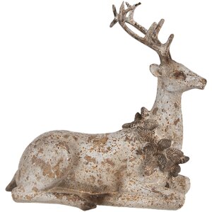Clayre Eef Decoratieve Figuur Set 2 Herten Bruin Polyresin 20/12 cm Landelijke Stijl