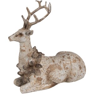 Clayre Eef Decoratieve Figuur Set 2 Herten Bruin Polyresin 20/12 cm Landelijke Stijl