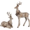 Clayre Eef Decoratieve Figuur Set 2 Herten Bruin Polyresin 20/12 cm Landelijke Stijl