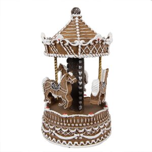 Clayre Eef Muziekdoos Carrousel Bruin Kerstdecoratie...