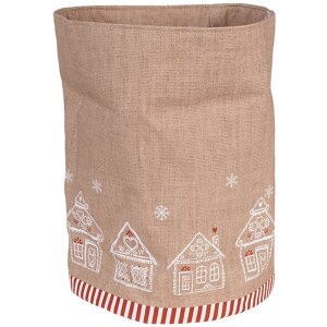 Clayre Eef GBB50 Broodmand Peperkoekhuisje Bruin Rond Katoen Ø 15x16 cm