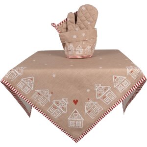 Clayre Eef GBB50 Broodmand Peperkoekhuisje Bruin Rond Katoen Ø 15x16 cm