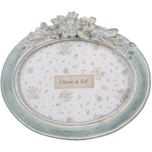 Clayre & Eef Fotolijst Ovaal 13x18 cm Groen Vintage Plastic Glas