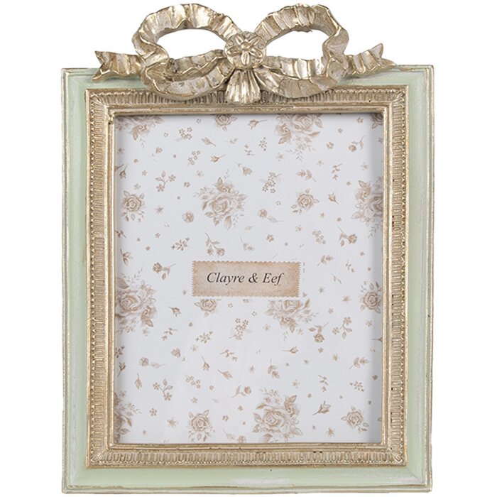 Clayre & Eef 2F1163 Fotolijst Groen 16x2x22 cm Romantisch Strikdecor