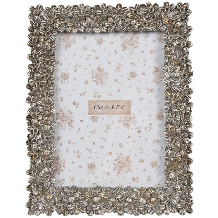 Clayre & Eef 2F1183 Fotolijst Zilverkleurig 18x2x23 cm Retro Bloemmotief