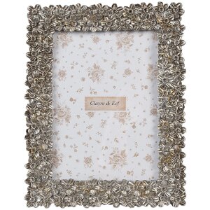 Clayre & Eef 2F1183 Fotolijst Zilverkleurig 18x2x23 cm Retro Bloemmotief