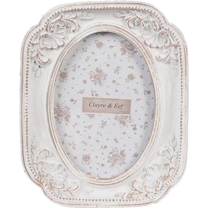 Clayre & Eef 2F1187 Fotolijst Wit 10x2x12 cm 6x9 cm Shabby Chic