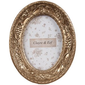 Clayre & Eef 2F1193 Fotolijst ovaal goudkleurig 11x3x14 cm Barokstijl