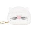 Juleeze JZWA0209 Portemonnee 12x2x9 cm wit kattenmotief met hart en sleutelhanger