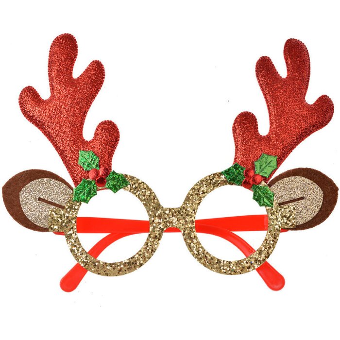 Clayre & Eef 65676 Glazen met Gewei Rood Goud 19x3x15 cm Kerstmis