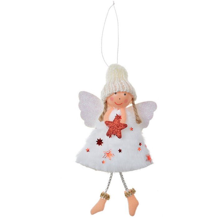 Clayre & Eef 65680W Decoratiehanger Engel 8x3x15 cm Wit
