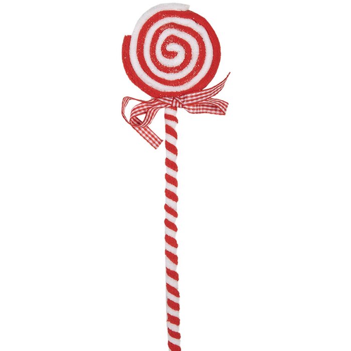 Clayre & Eef 65851 Kerstdecoratie Lolly Rood Wit 9x1x41 cm Plastic