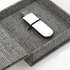 ZEP USB Box Modena grijs linnen fotodoos 11x11x3 cm met foto-uitsnede