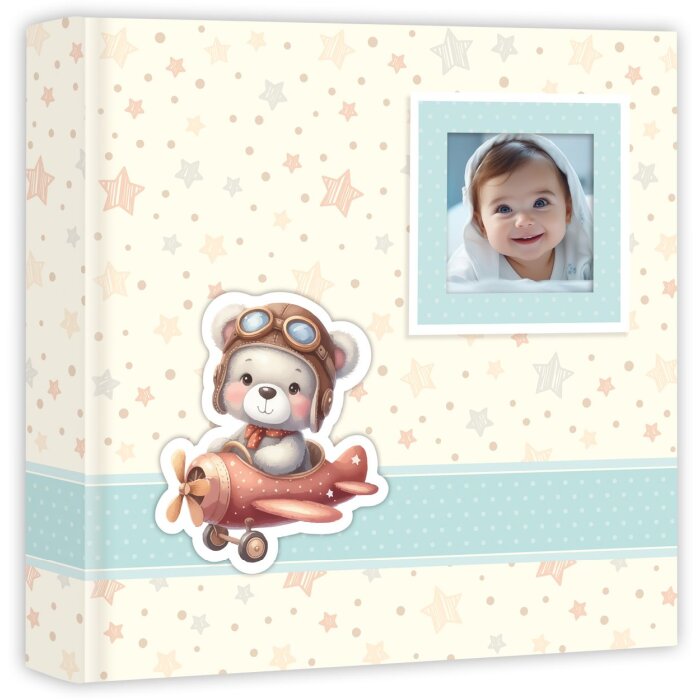 ZEP babyalbum Brian blauw 200 fotos 11x15 cm teddybeer motief