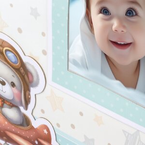 ZEP babyalbum Brian blauw 200 fotos 11x15 cm teddybeer motief